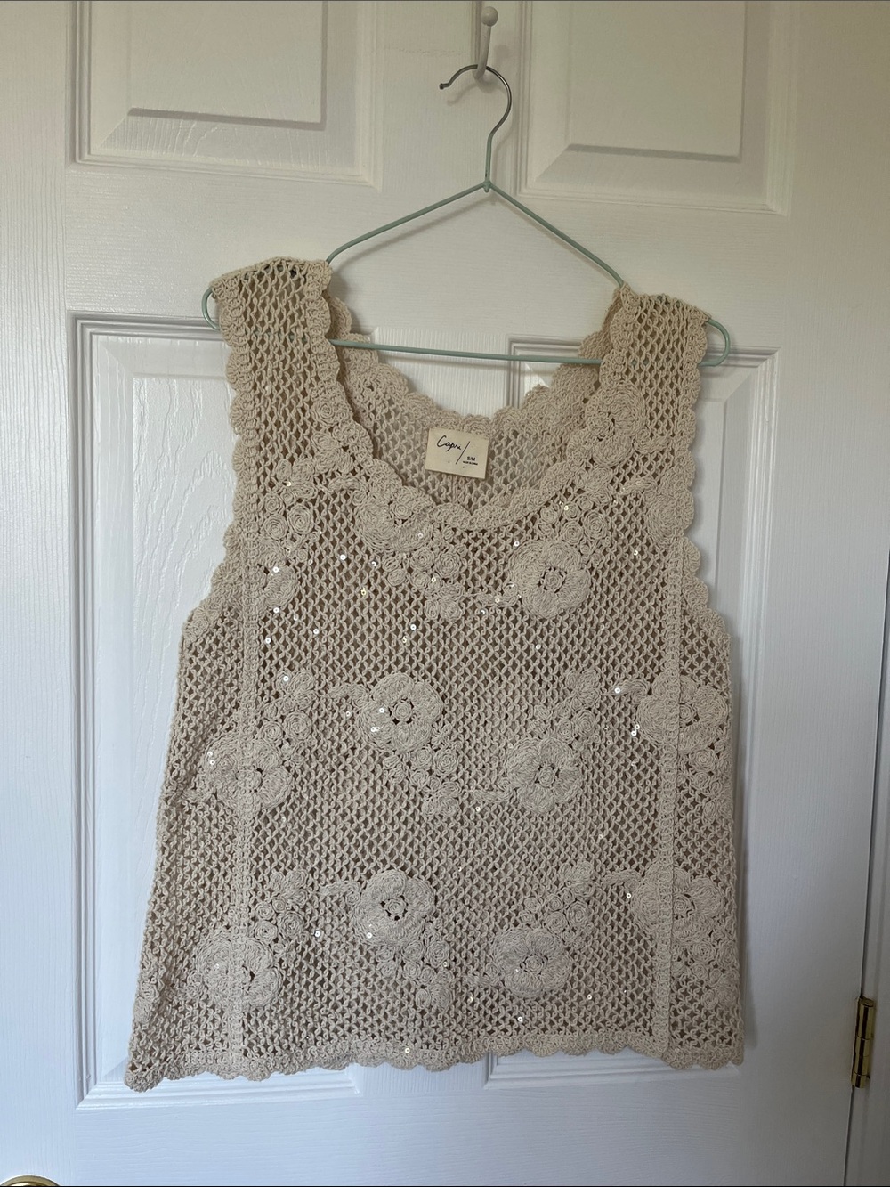 Crochet Floral Tank Dress - Cream   NEW